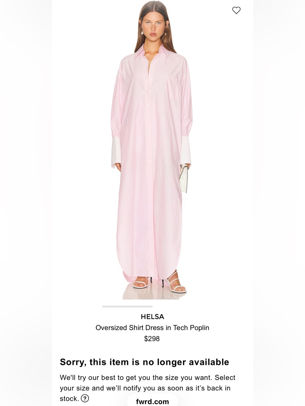 NWOT HELSA oversized shirt dress in pink tech poplin-SOLD out xs